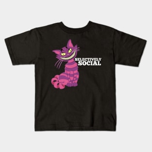 Selectively Social Crazy Cat Purple Kitty Kids T-Shirt